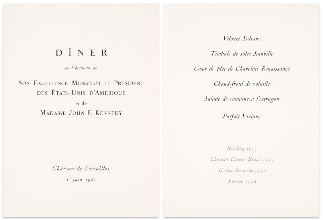 Dîner de John F. Kennedy au Château de Versailles en 1961